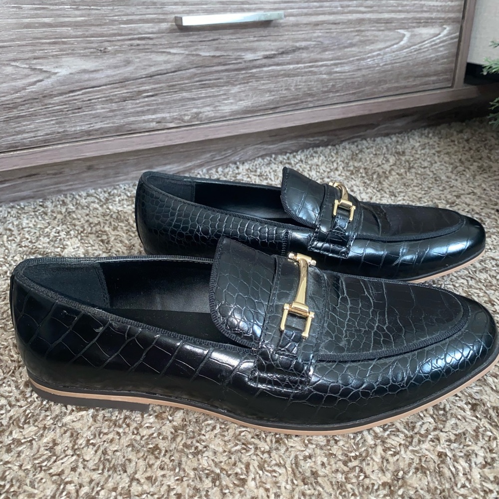 ASOS black croc loafers